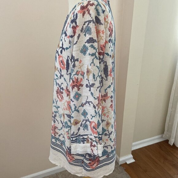 Brixon Ivy Stitch Fix Shirt Floral Top Tunic Ellie Cross Stitch Pattern Size S - Picture 4 of 13
